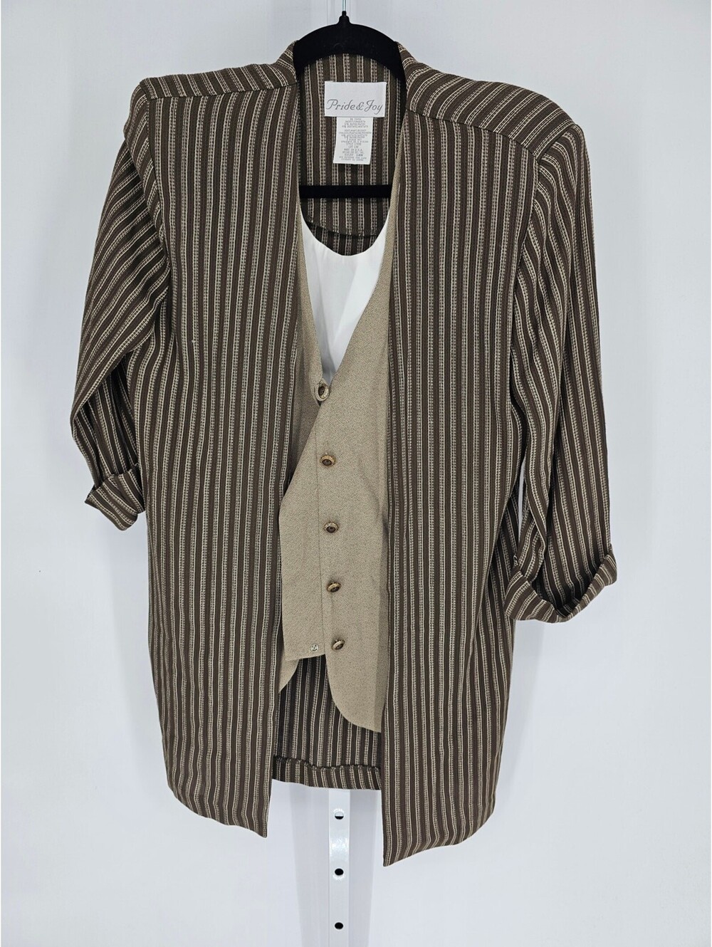 Vintage 1980s Pride & Joy Womens Sz 10 One Piece Layered Suit Top Jacket